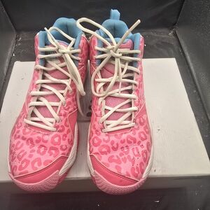 Pink Leopard Print Athletic Shoes